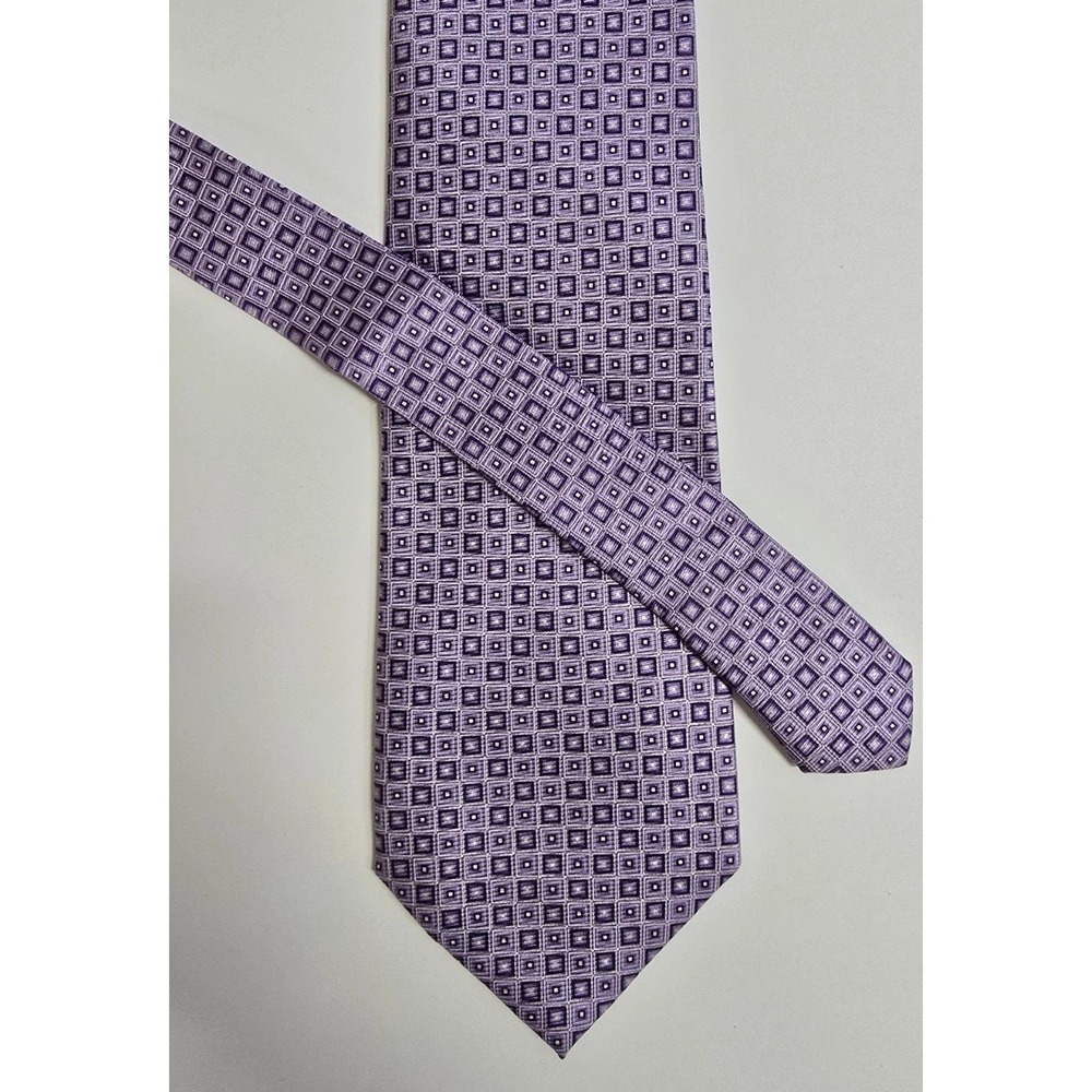 Bijoux Terner Necktie Mens Purple Geometric 100% Silk Classic Formal Business